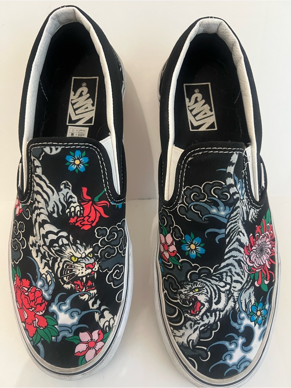 Vans Classic Slip-On Tiger Floral Tattoo Print Sneakers Men’s 9.5 Women’s 11